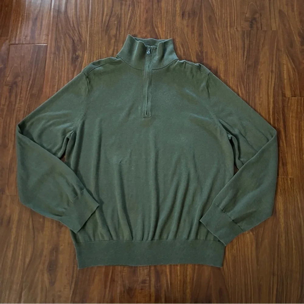 Banana Republic Olive Green Silk Cashmere Blend Half Zip size XL